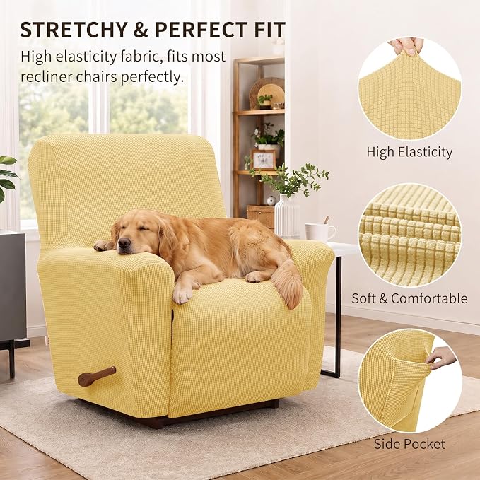 Recliner Chair Covers, 1-Piece Lazy Boy Recliner Covers, Champagne | Washable - Image 2