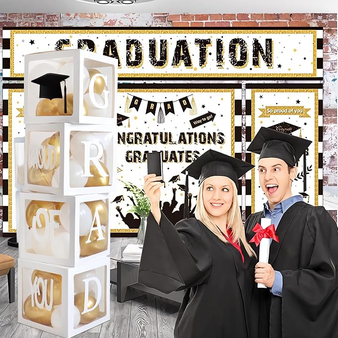Graduation Decorations 2025, PROUD OF YOU, Class of 2025 and 118pcs White Gold - Image 3