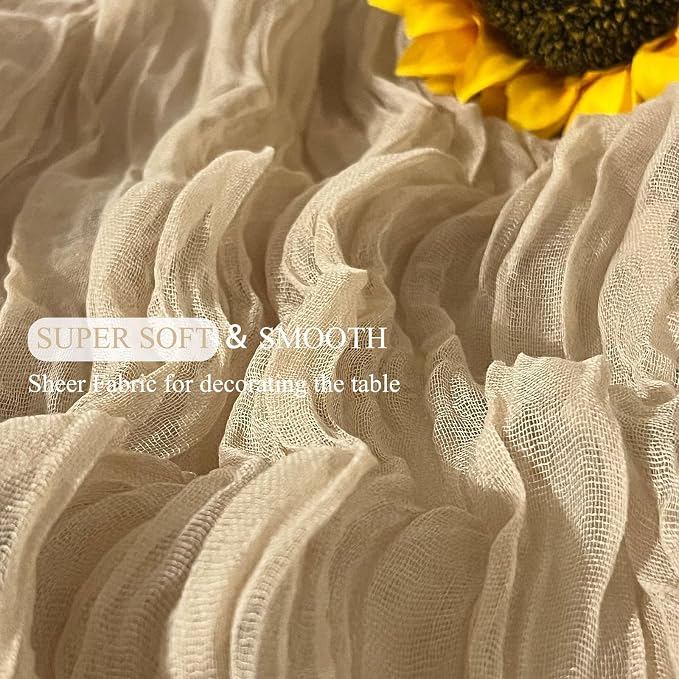 6Pack Beige Cheesecloth Table Runner 20 x 120 inch Gauze Table Runner | Beige - Image 5