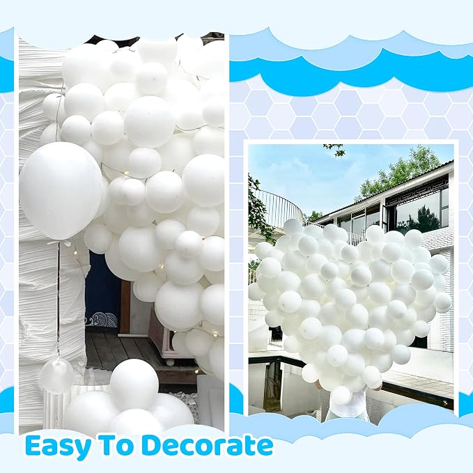 200 Pieces White Balloons Different Sizes 5 10 12 18 Inch Latex White Balloon - Image 3