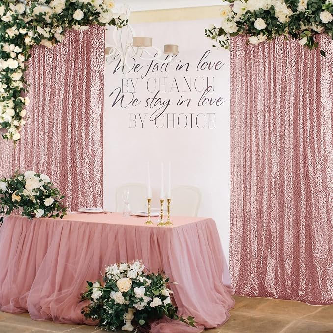 Hahuho Rose Gold Sequin Backdrop Curtain, Party Decoration（1 Panels, 4FT x 8FT - Image 7
