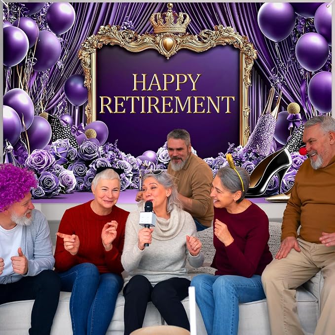 Purple Happy Retirement Banner 70.8 x 43.3 Inch Large Purple Retirement - Image 7