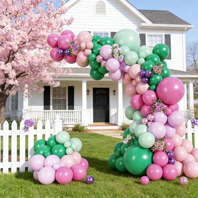 Pink and Green Balloons Garland Arch Kit - Image 7