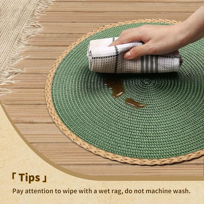 Round Placemats Set of 4, Woven Table Mats, Thin Edge, 15 Inch Diameter - Image 4