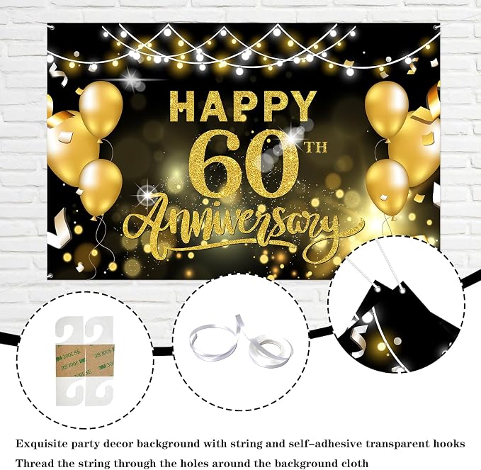 WeBenison Happy 30th Anniversary Backdrop 60th Wedding Anniversary Photography - Image 3