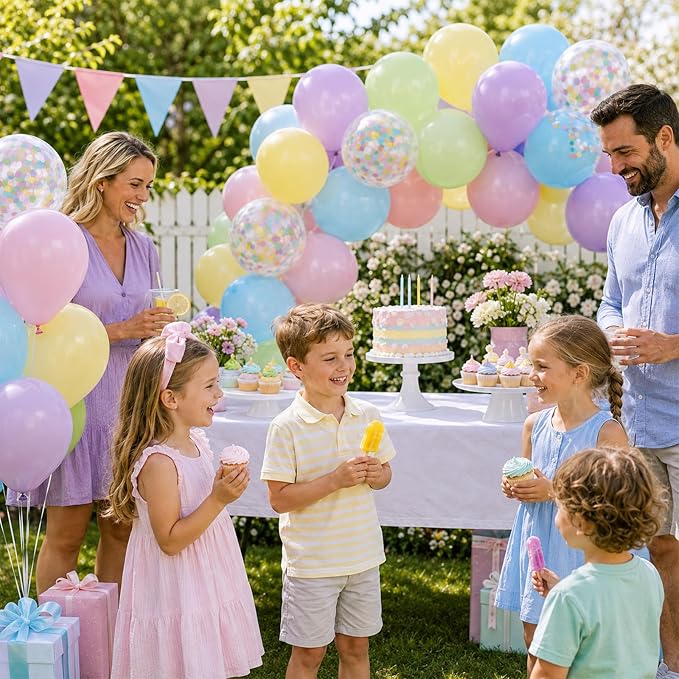 Pastel Balloons, Rainbow Candy Spring Easter Baby Shower Pastel Decorations - Image 5