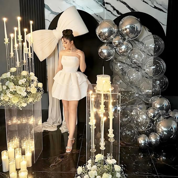 14 Pcs Silver Round Foil Balloons 22/15/10 4D Ball Balloons Metallic Silver - Image 4