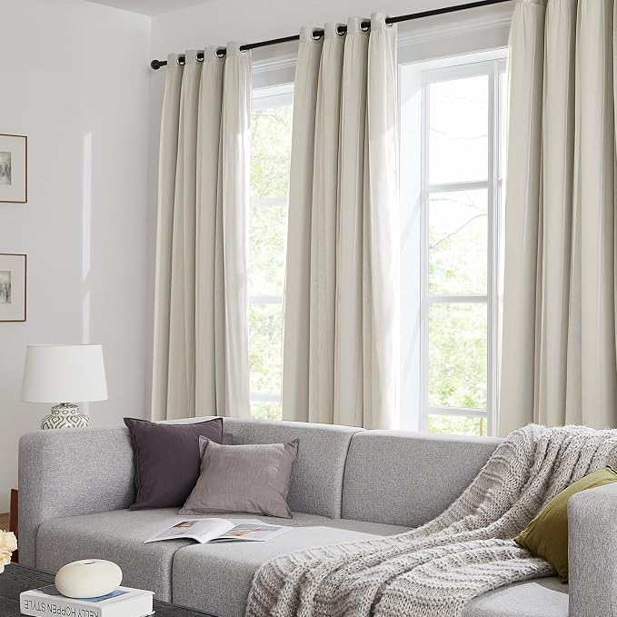 100% Blackout Curtains for Bedroom, Double Layer Beige Curtains, Room Darkening - Image 9