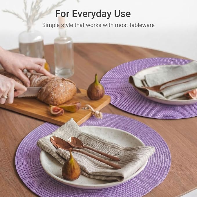 FunWheat Round Braided Placemats Set of 6 Table Mats - Image 6