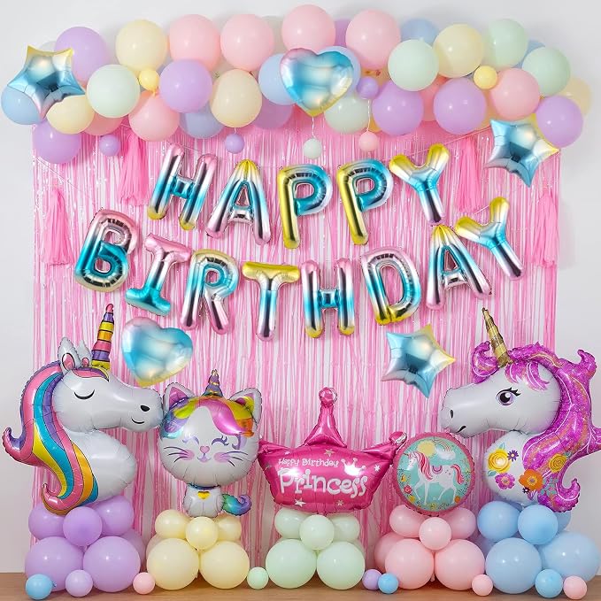 CANREVEL Happy Birthday Banner + 12Pcs Star & Heart Balloons, Gradient | 13pcs - Image 4