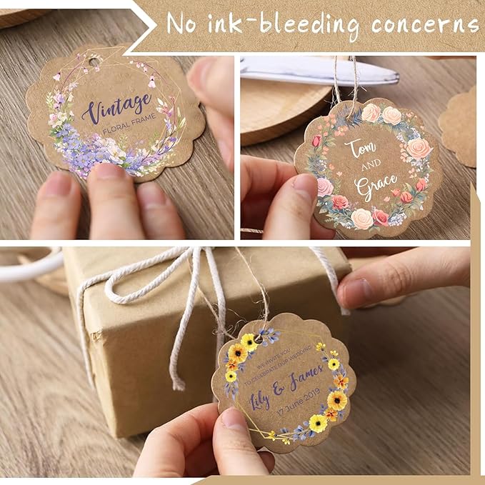 Personalized Tags for Favors, Customized Hang Tag for Clothing, Custom Gift Tags, Customized Gifts Wrapping Labels, Wedding Items Birthday Party Favors with String (Round Shape)