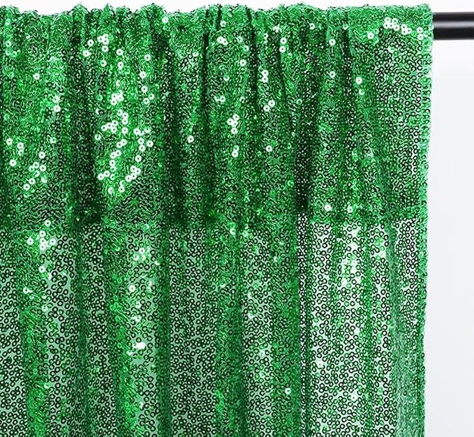 Eternal Beauty Green Sequin Backdrop Curtains, 4 Panels 2x8FT | 3mm Sparkle - Image 8