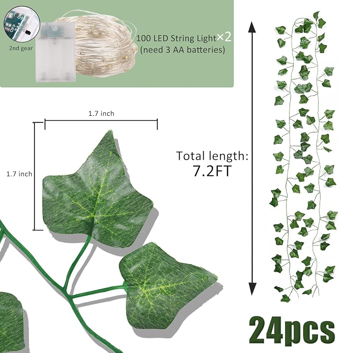 RECUTMS 24 Pack 172Ft Fake Ivy Vines - Image 2