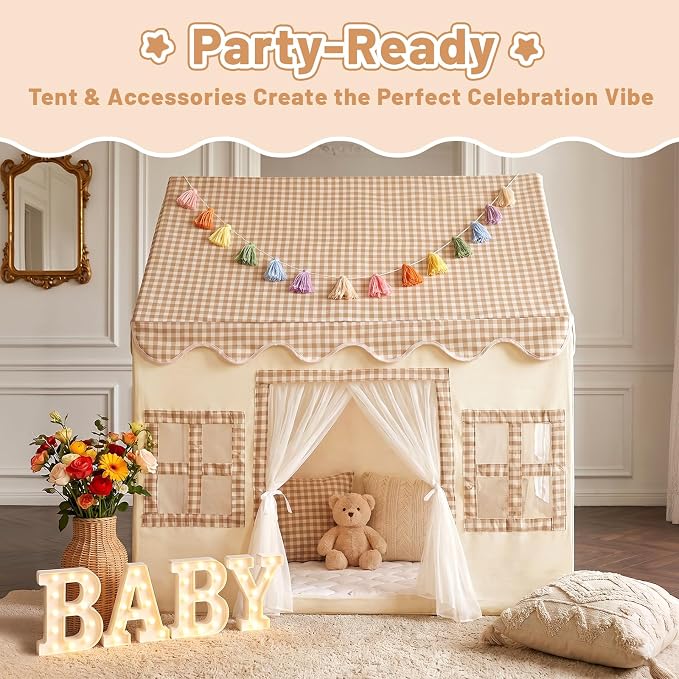 Kids Play Tent Indoor: with Mat, Tassel Garland - Image 6