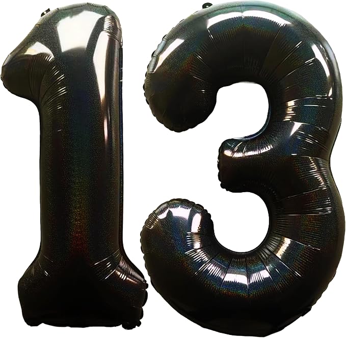 Jonhamwelbor 40 Inch Laser Black 13 Balloon Numbers Foil Mylar Giant Balloon by Jonhamwelbor