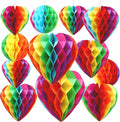 BOARDFEB 12 Pcs Rainbow Heart Round Paper Honeycomb Balls Pride Decorations | by BOARDFEB