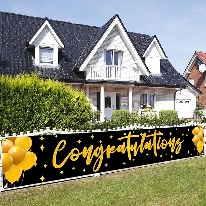 Congratulations Yard Banner Class of 2026 Graduation Party Decorations Gold - Image 6