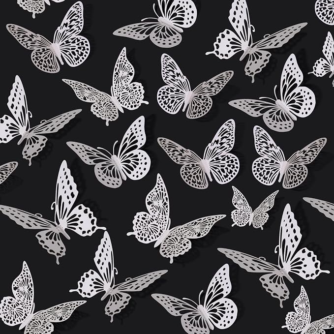 SAOROPEB 3D Butterfly Wall Decor 48 Pcs Pearl White Butterfly Decorations | 4 by SAOROPEB