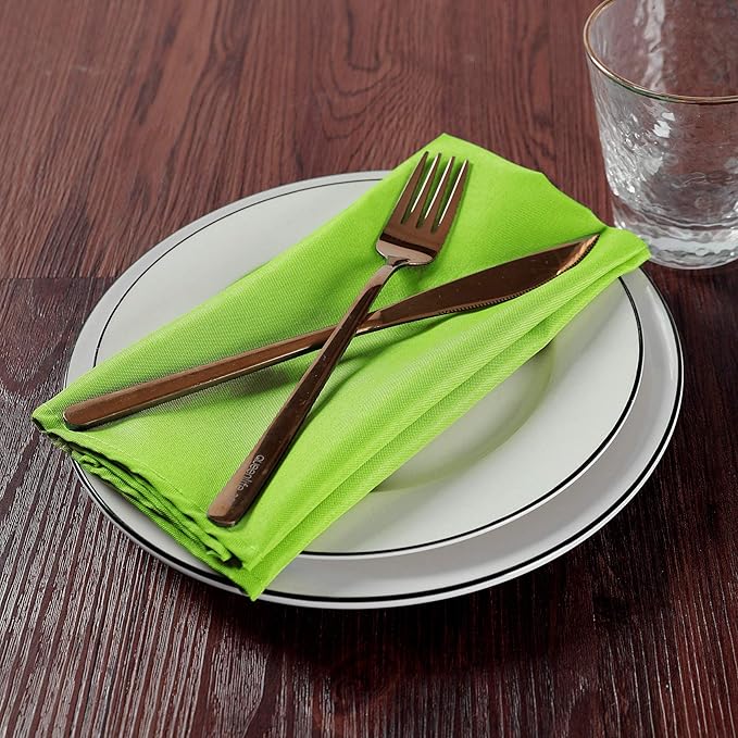 Cupuamon Cloth Napkins 20x20 inch Washable Polyester Dinner Napkins Soft Table Napkins for Wedding Party Dining Banquet(Apple Green,50PCS)