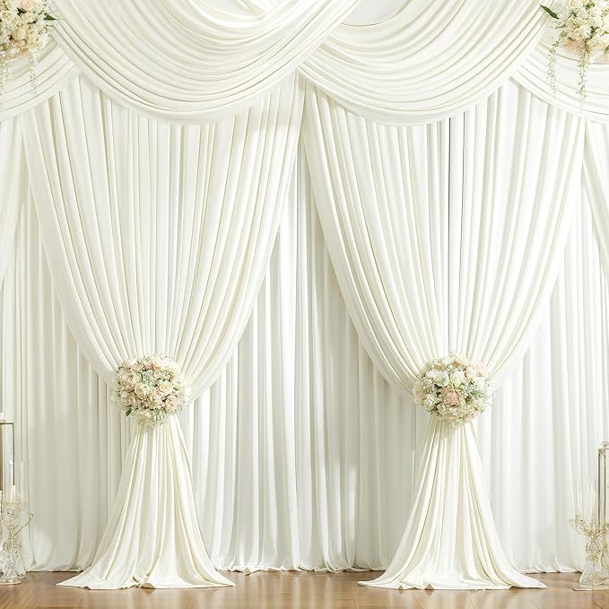 6 Panels Ivory Backdrop Curtains - Image 8