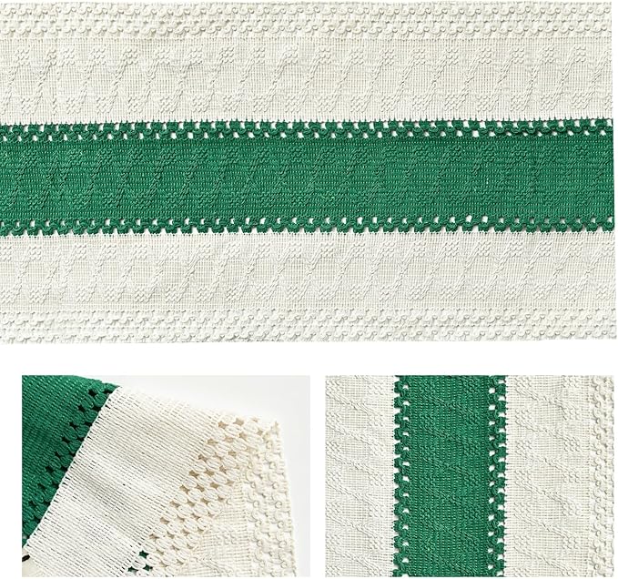 Artoid Mode Dark Green Farmhouse Rustic Table Runner, Seasonal Holiday Hollow Kitchen Dining Table Decoration for Home Party Decor 12x90 Inch