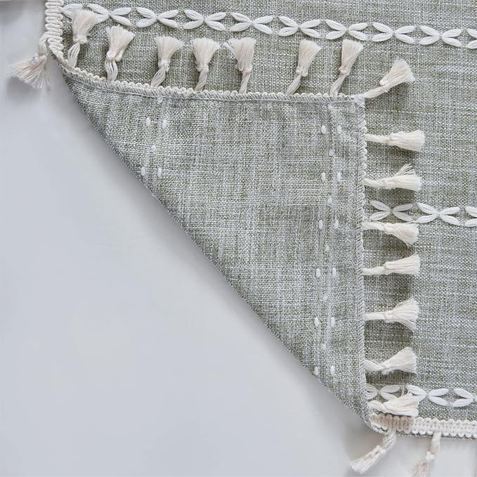 RoomTalks Green Boho Farmhouse Kitchen Curtains 54 Inch Length French Striped - Image 6
