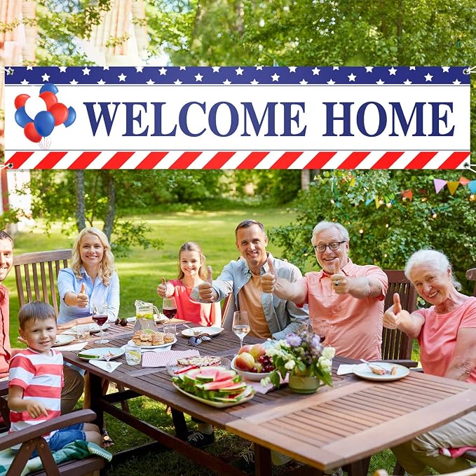 Blulu Welcome Home Banner Decoration 71 x 15.7 Inches Large Welcome Back Home - Image 5