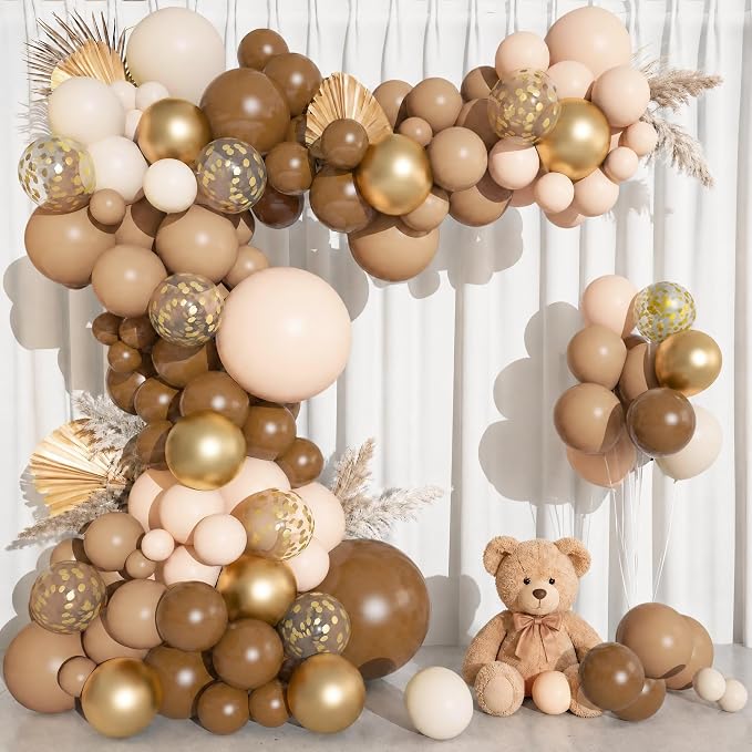 150PCS Neutral Brown Balloons Garland Arch Kit Different Size Nude Balloons | by OuddyParty