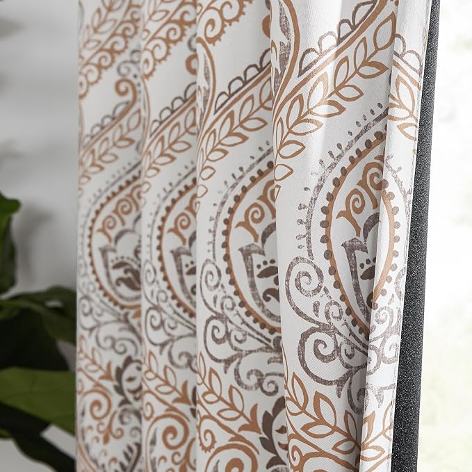 jinchan Blue Blackout Curtains 84 Inch Damask Vintage Grommet 2 Panels | Room - Image 8