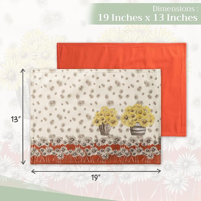 Maison d' Hermine Placemats Set of 4 100% Cotton Washable Cloth Place Mats - Image 4