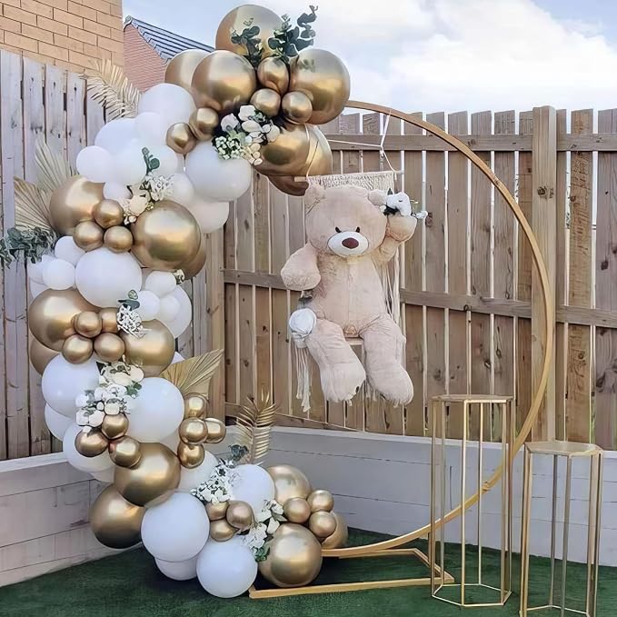 White and Gold Balloons, Double Stuffed Beige Balloons White Sand Gold Neutral - Image 6