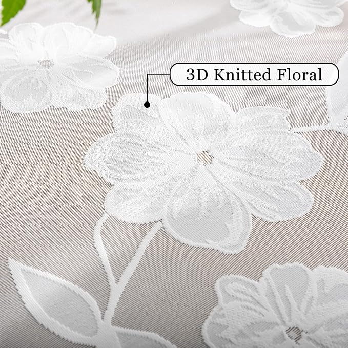 White Lace Sheer Curtains for Living Room 84inch Vintage Rose Botanical Floral - Image 4