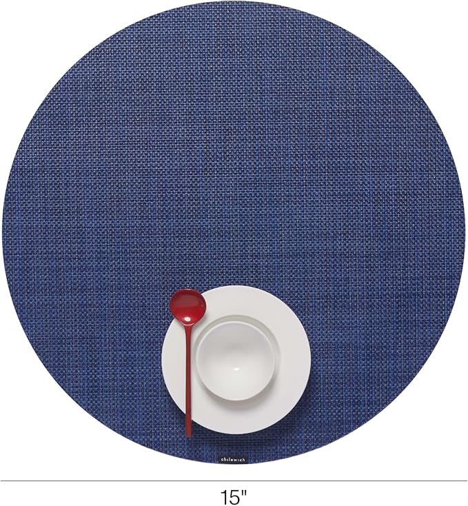 Chilewich Mini Basketweave Placemats, Round Woven Placemats Set of 4 | Reusable - Image 2