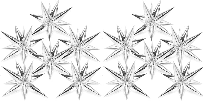LovesTown 72PCS Silver Starburst Balloons, Foil Balloons Magic Star Spike by Lovestown