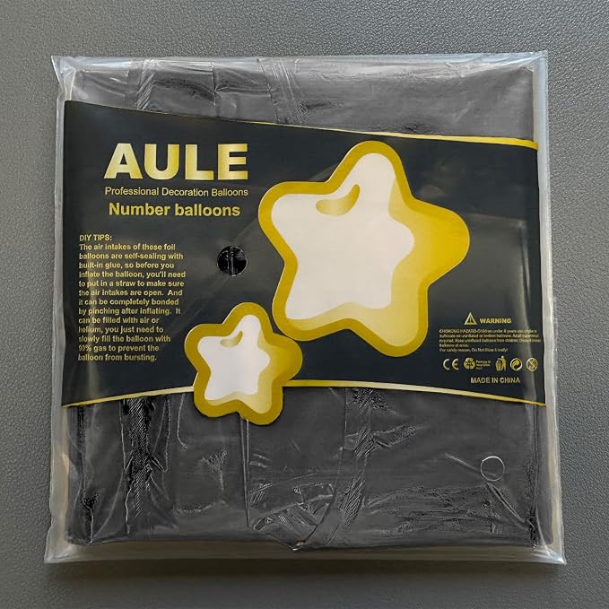 AULE 40 Inch Black Number Balloon 0 Foil 0-9 Birthday Big Numbers | Birthday - Image 6