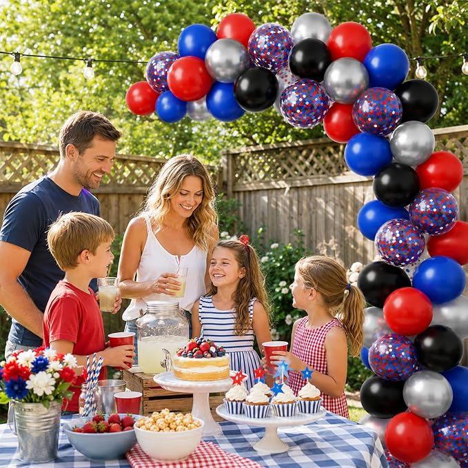 Red Blue Balloons, Bright Red, Patriotic Memorial Independence Day Fourth of - Image 3