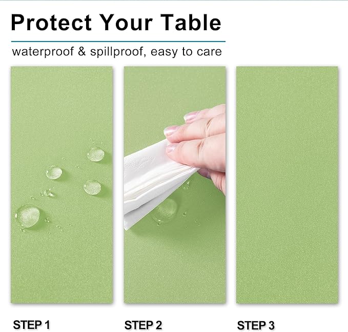 Hiasan Light Sage Tablecloth for Square Tables - Waterproof and Spillproof Washable Fabric Table Cloth for Dining Room Kitchen Party, 40 x 40 Inch