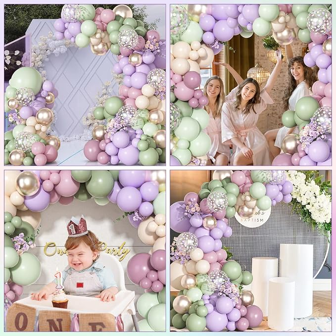Ouddy Party Dusty Green Purple Pink Arch Garland Kit 18 12 10 5 Inch | - Image 7