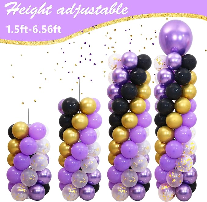 Purple and Black Gold Balloon Column Stand Kit Set of 2 - Image 6