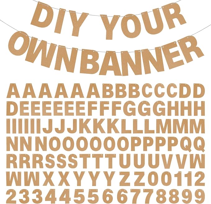 DIY Banner Kit with Letters Glitter Banner Letters Customizable Birthday by mifengda