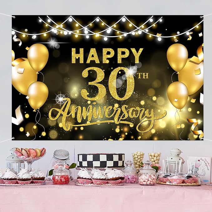 WeBenison Happy 30th Anniversary Backdrop 30th Wedding Anniversary Photography - Image 7