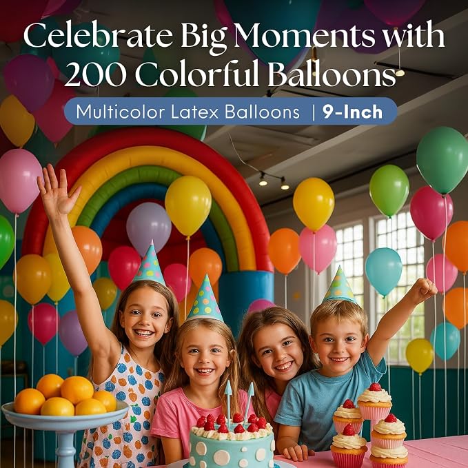 Monty 200 Pcs Latex Balloons Assorted Multicolor - Image 2