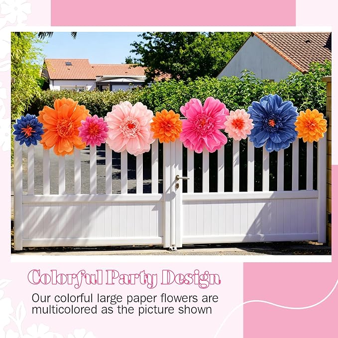 TaoBary Large Colorful Tissue Paper Flowers Giant Fiesta Paper Pom Poms - Image 5