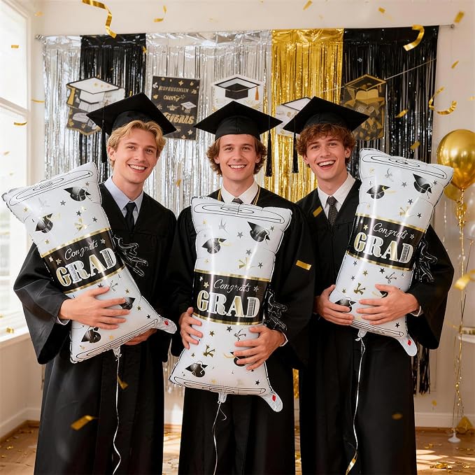 Graduation Diploma Balloons, 2026 Graduation Decorations 3 Pcs Gold White - Image 5