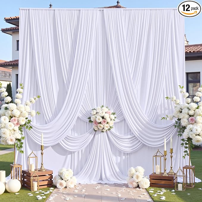 60ftx12ft Wrinkle Free White Backdrop Curtain by ENJOYYOURPARTY