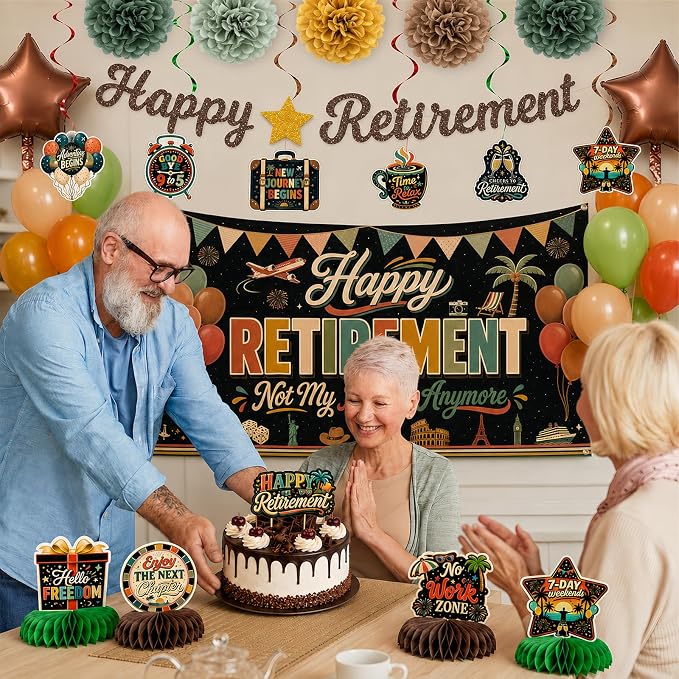 Retirement Party Decorations for Women Men, Vintage Retirement Party Set | - Image 3