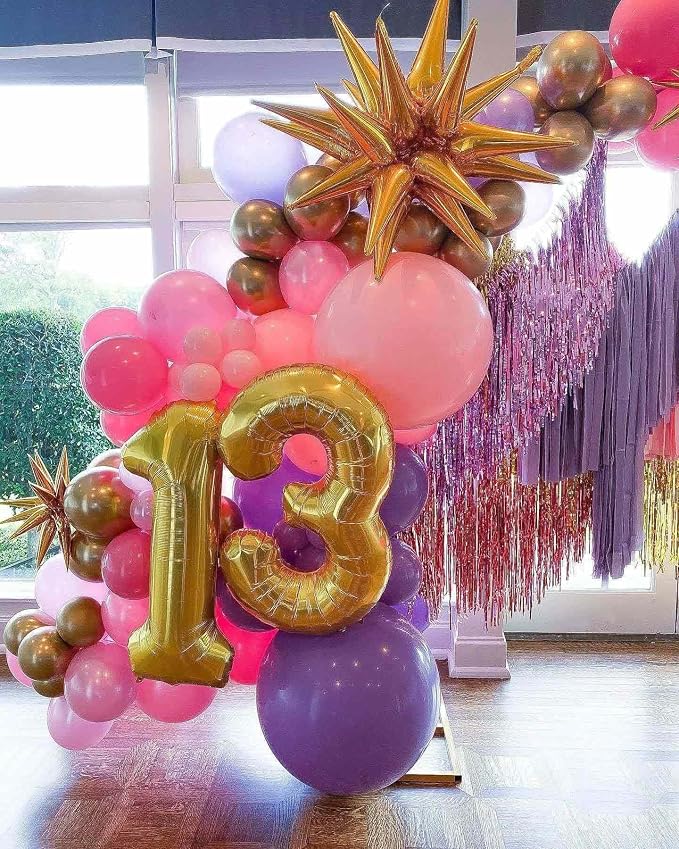 Gold 13 Number Balloons, 40 Inch Giant Number 13 Balloons Foil Mylar Helium - Image 7