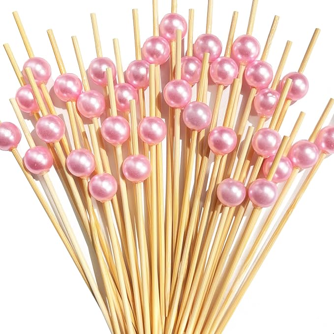 200 PCS Pink Pearl Cocktail Picks, Wedding Decor Bridal Shower Decorations by Amovvitacocktailpicks