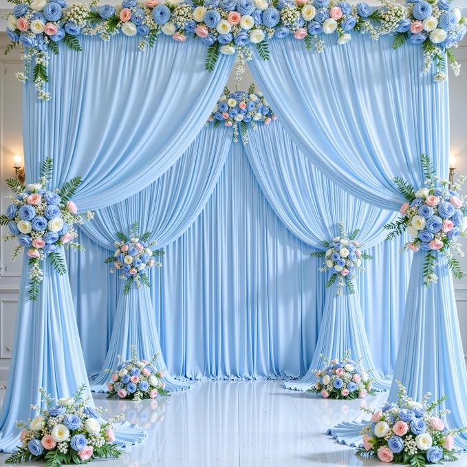 8 Panels Baby Blue Backdrop Curtains - Image 4
