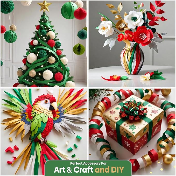 6 Christmas Streamers, 591ft Pack of Crepe Paper Party Decorations | Each roll - Image 5